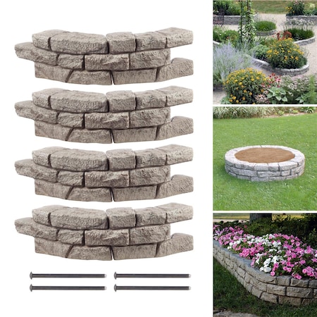 Rts Companies Rts Home Accents Rock Lock Raised Garden Bed Curved Rock, 4Pk 550600520A0081